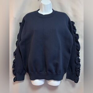 VICTORIA VICTORIA BECKHAM‎ RUFFLE TRIMMED RIBBED KNIT SWEATER Sz 8